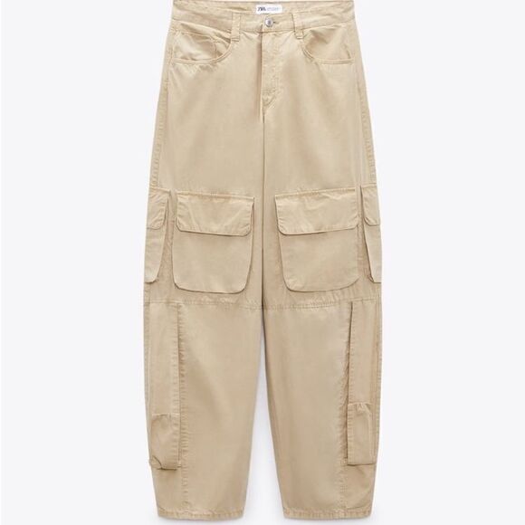 Zara Voluminous Pocketed Cargo Pants New - Picture 6 of 10